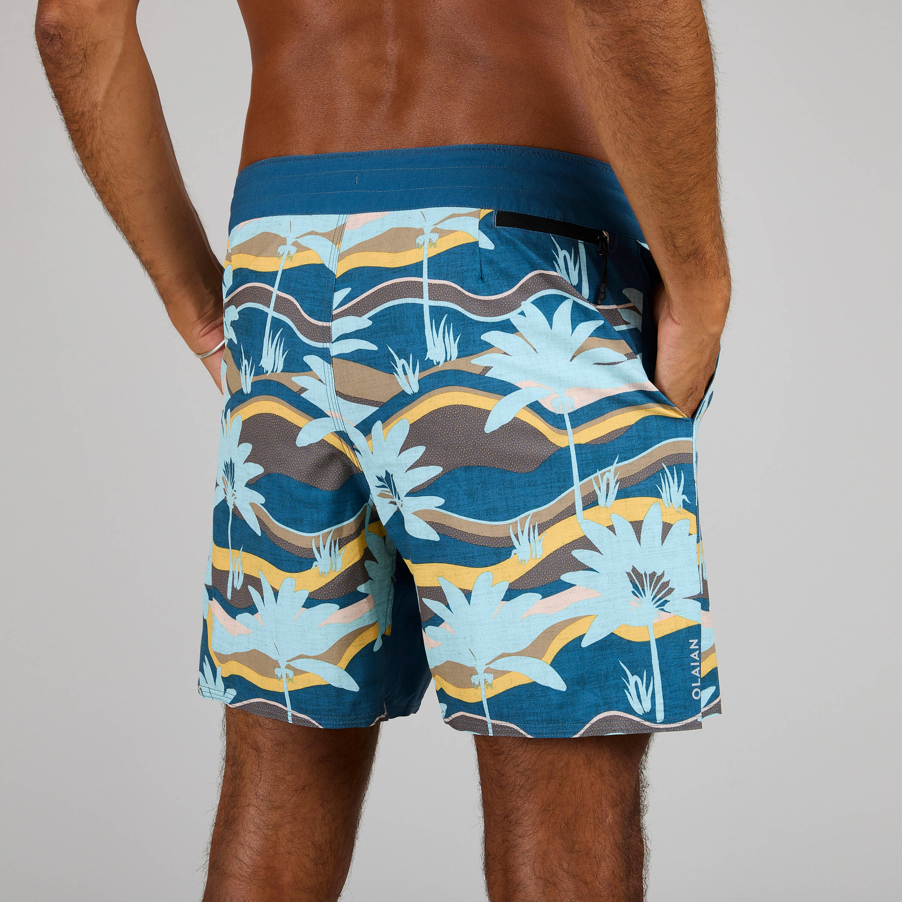 Men Surfing boardshorts 500 17" PALMERAIE GREY -  3