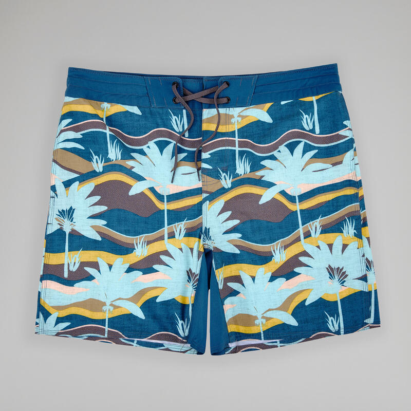 Sörf Boardshort - Gri / Palmiye Desenli - 17" - 500