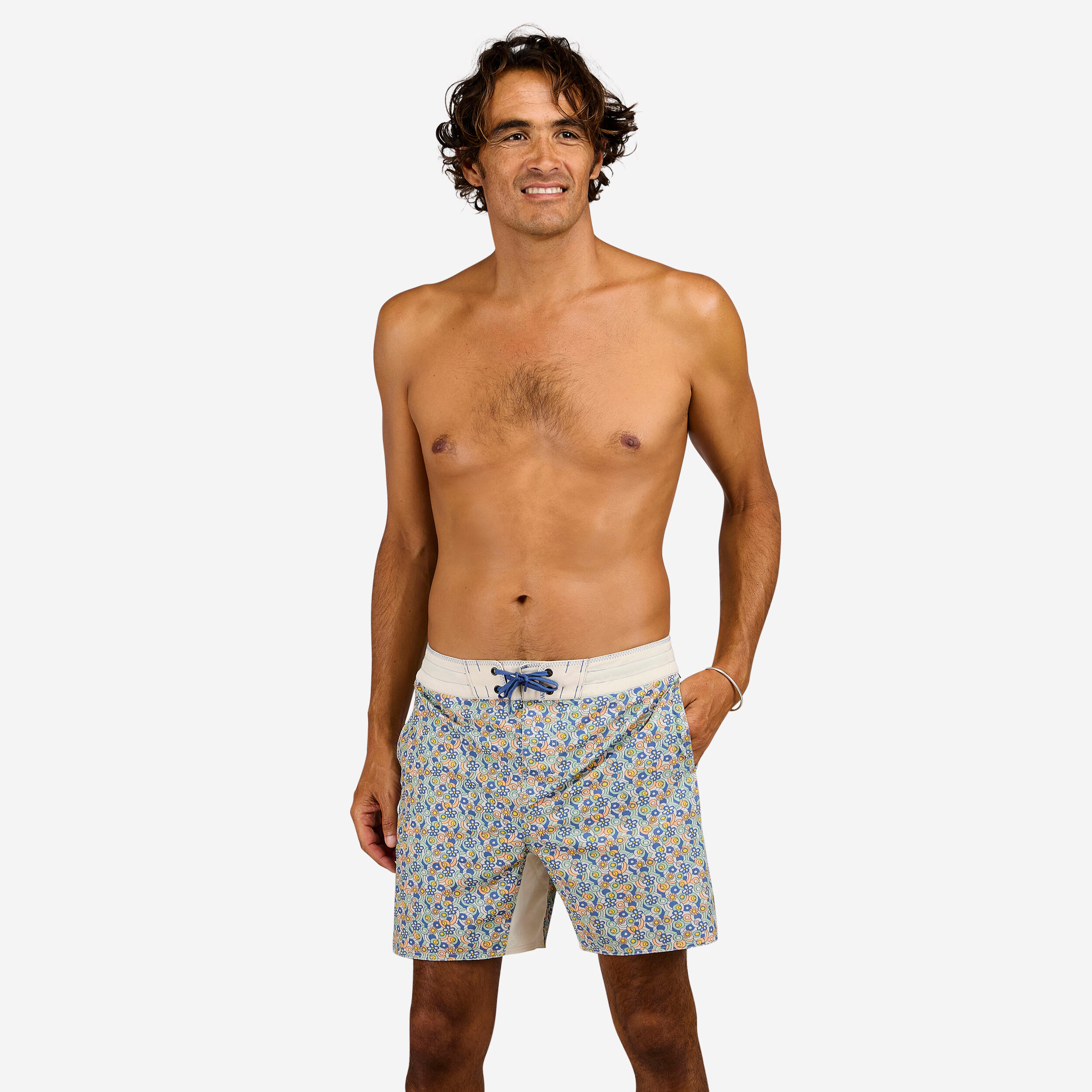 Surfing boardshorts 500 17" JOY BEIGE 14/16