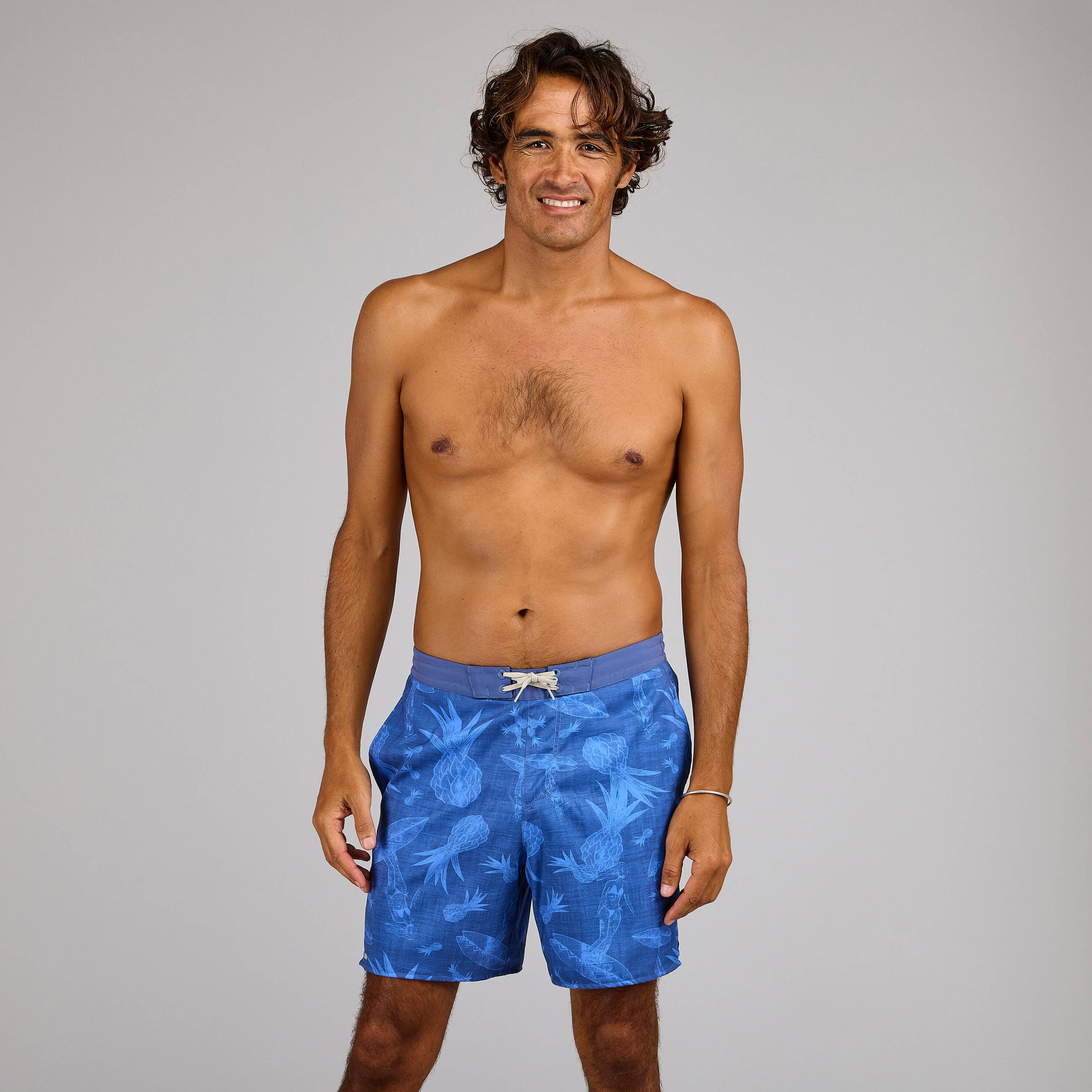 Men’s surfing boardshorts mid-length swim shorts 18”, 100 Supagirl blue -  1
