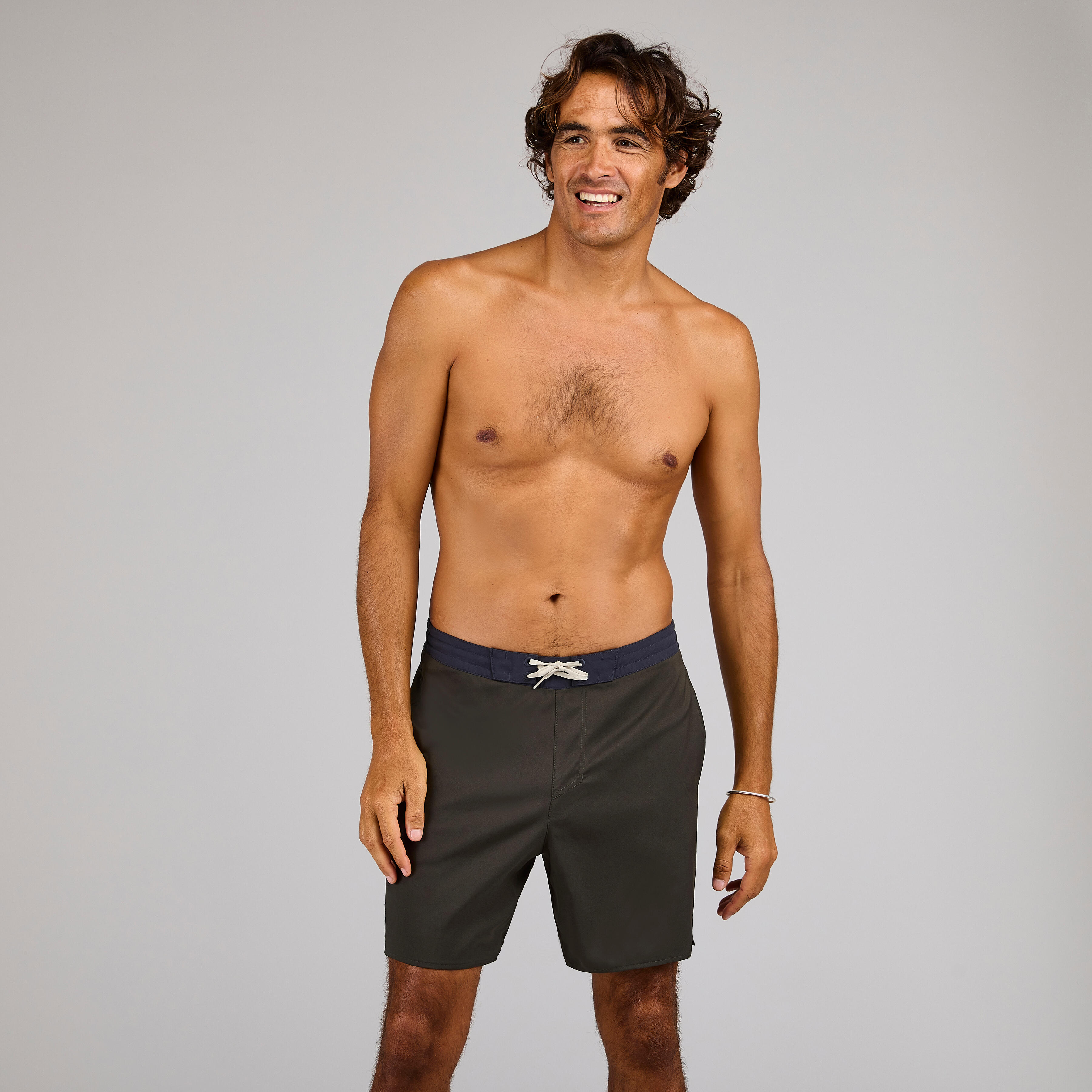 Calções de surf 100 compridos homem caqui