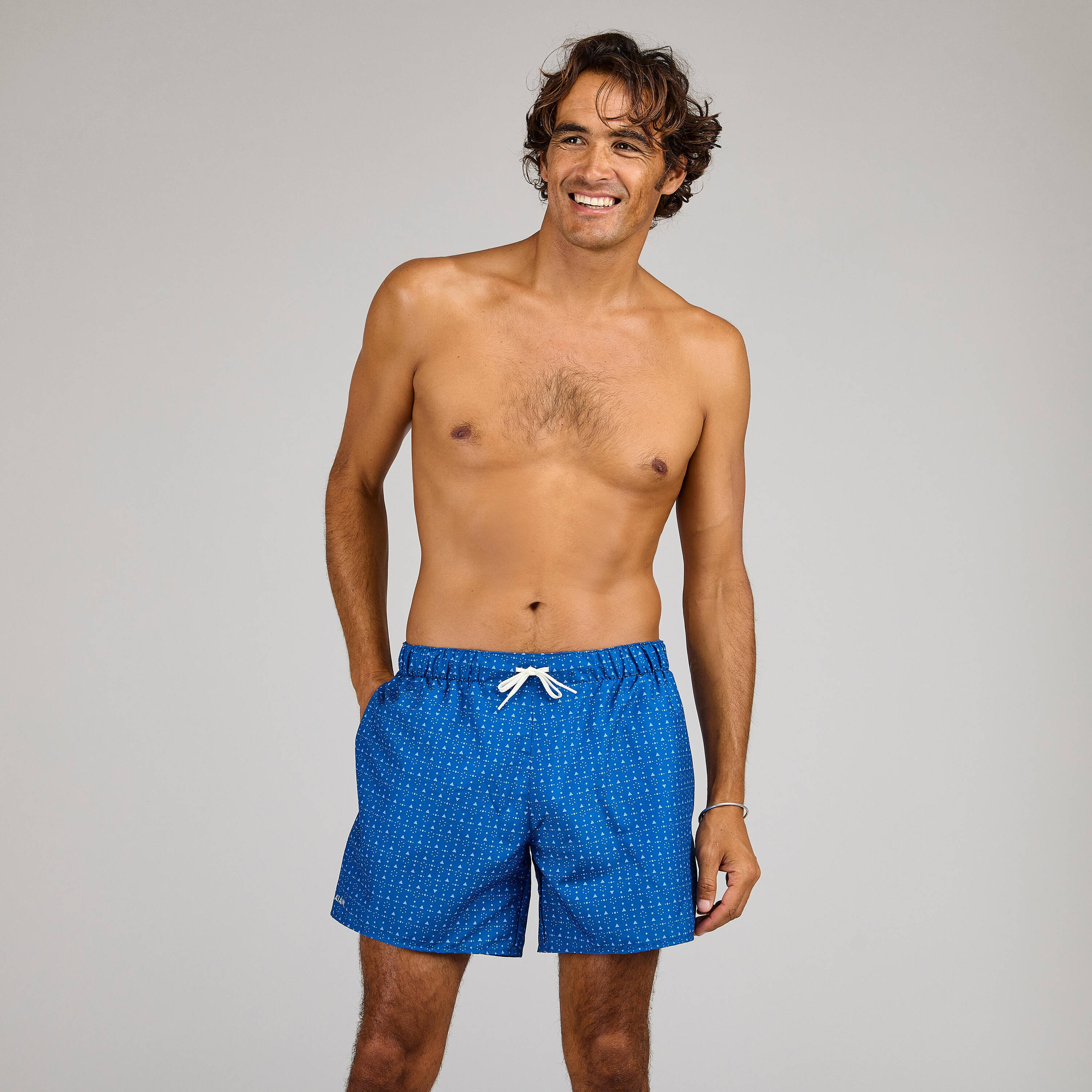 Men Surfing 100 15" boardshorts MICROTIF BLUE -  1