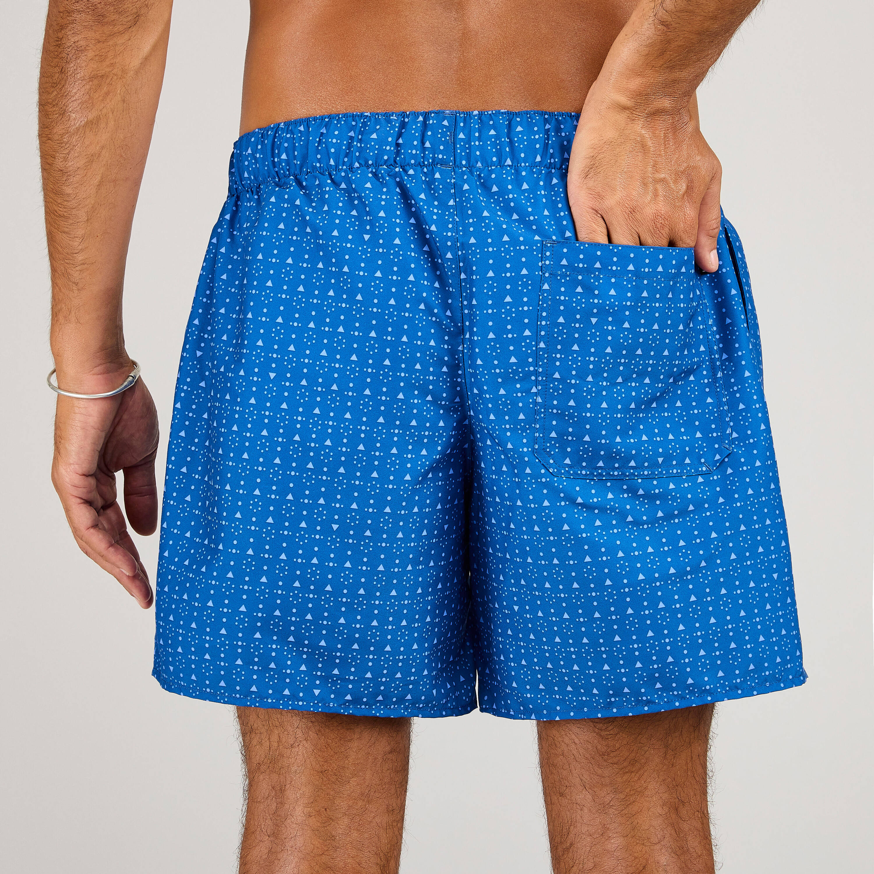 Men Surfing 100 15" boardshorts MICROTIF BLUE -  3