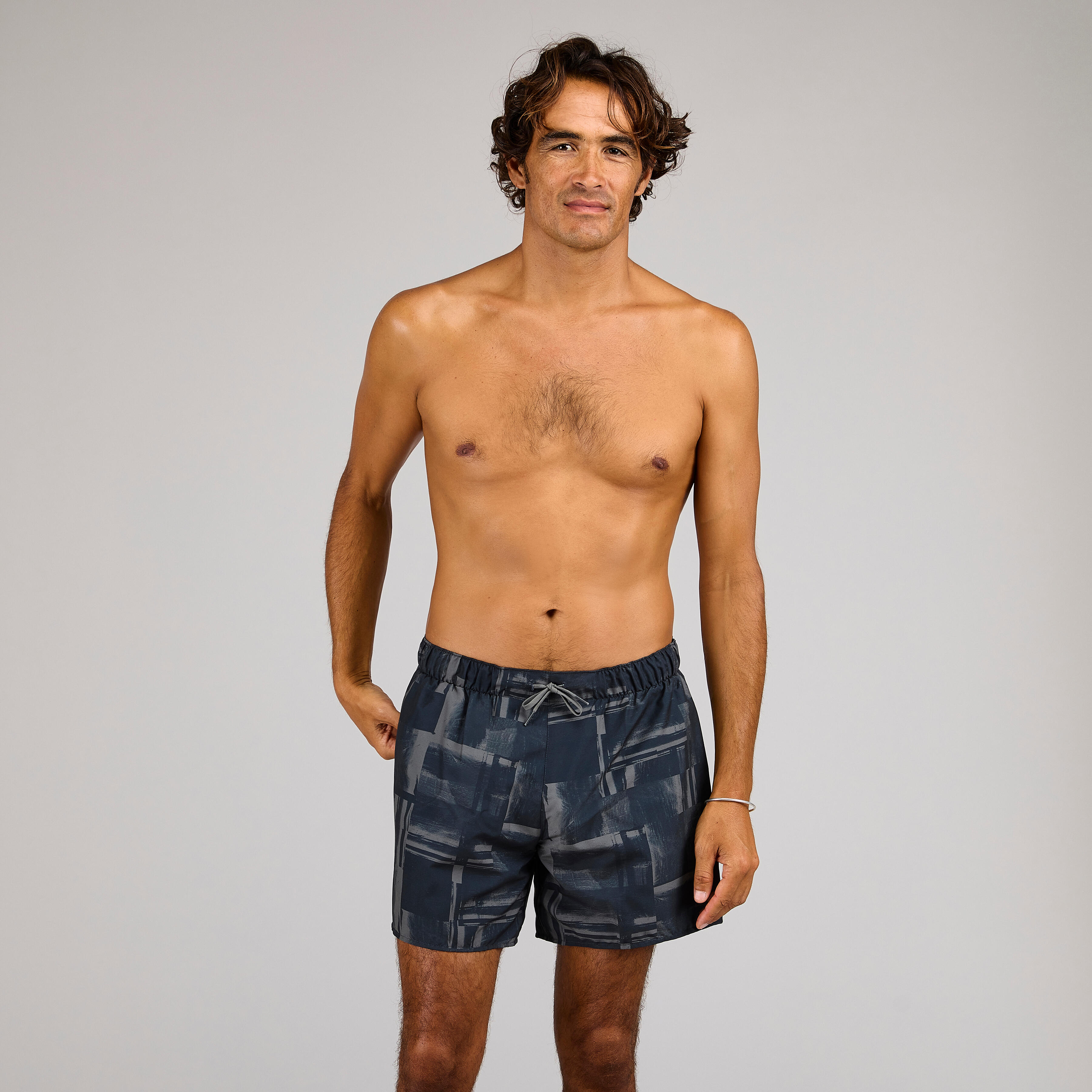 Men Surfing boardshorts 100 15" STRATE BLACK-image-32