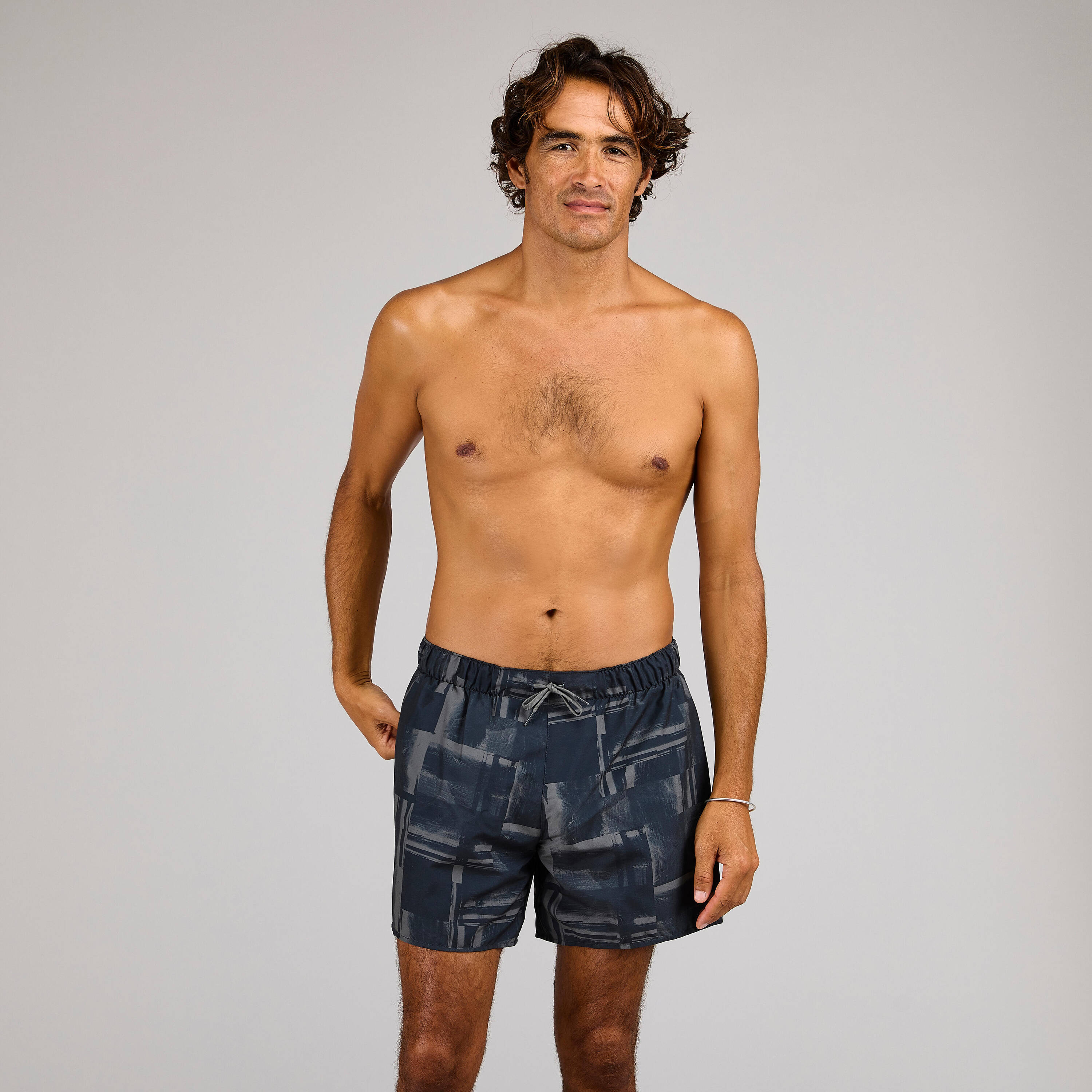 Men Surfing boardshorts 100 15"  STRATE BLACK -  1