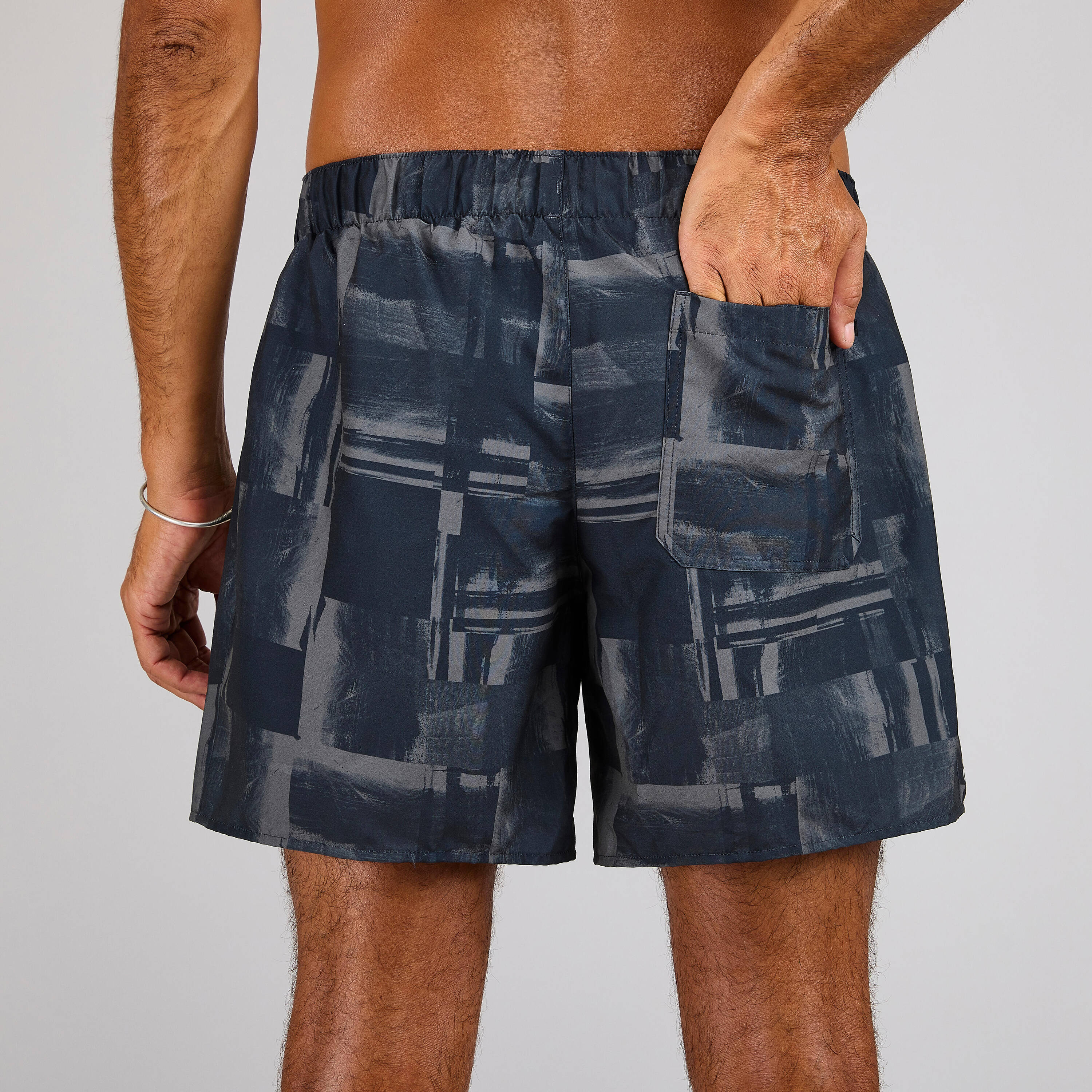 Men Surfing boardshorts 100 15"  STRATE BLACK -  4