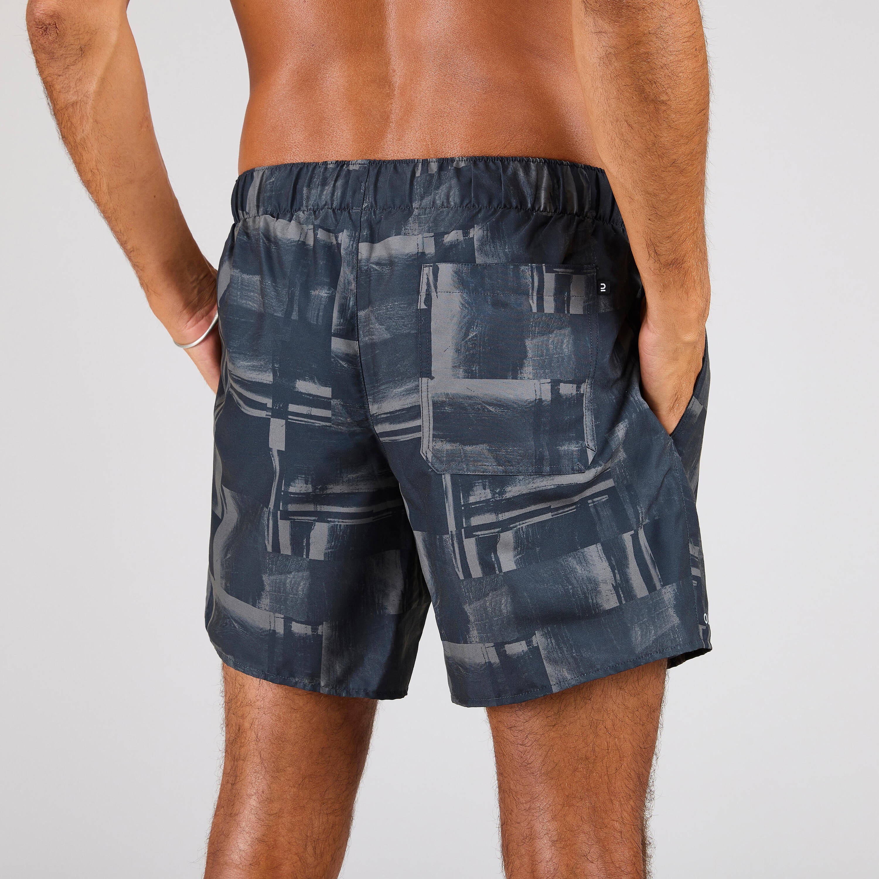 Men Surfing boardshorts 100 15"  STRATE BLACK -  2