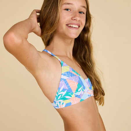 GIRL'S SURFING TRIANGLE SWIMSUIT TOP LIZY 500 VIOLET