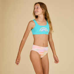 GIRL'S HIGH-WAISTED BAO SWIMSUIT BOTTOMS 500 BLUR