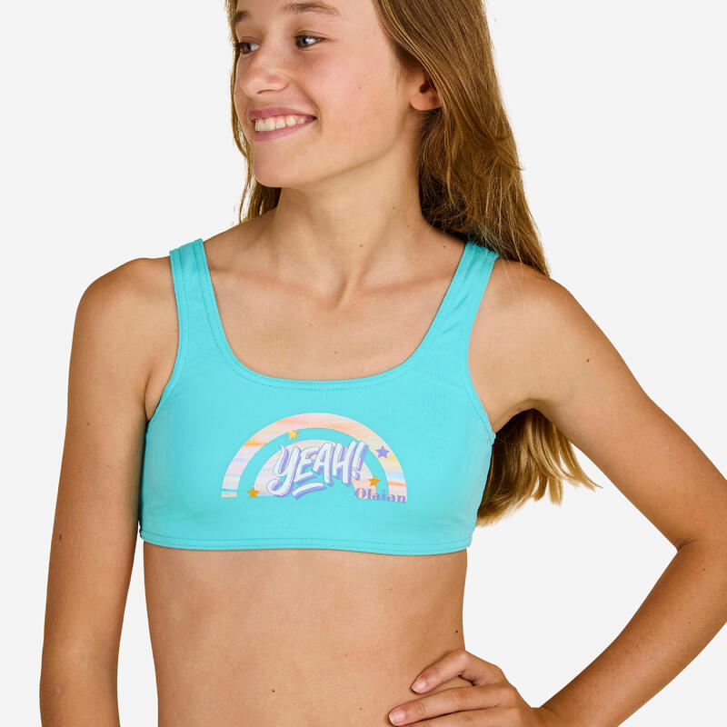 HAUT DE MAILLOT DE BAIN BRASSIERE LANA FILLE 500 GLORY TURQUOISE