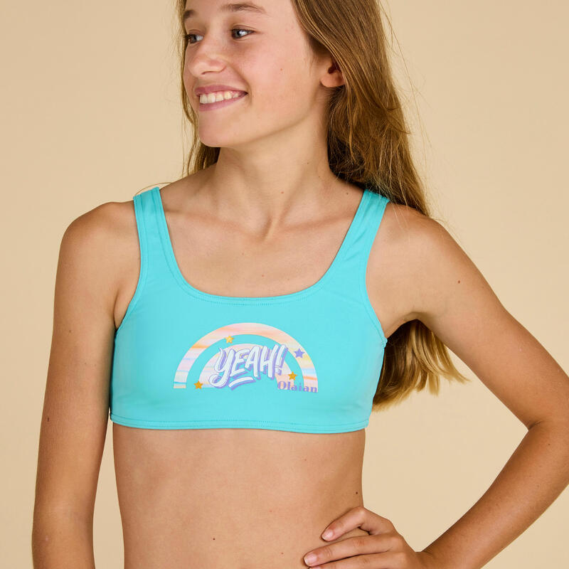 Bikinitop voor meisjes Lana 500 high neck Glory turquoise