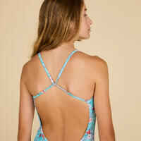 GIRL'S ONE-PIECE SWIMSUIT 100 COCO TURQUOISE