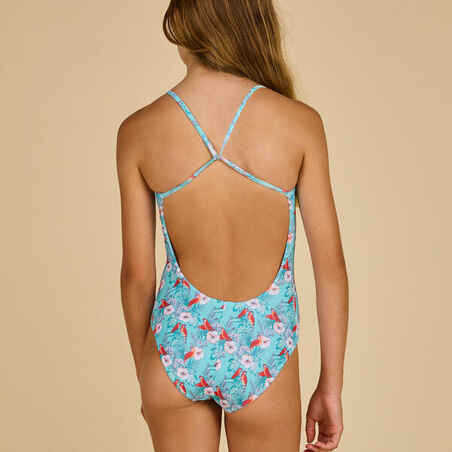 GIRL'S ONE-PIECE SWIMSUIT 100 COCO TURQUOISE