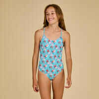 GIRL'S ONE-PIECE SWIMSUIT 100 COCO TURQUOISE