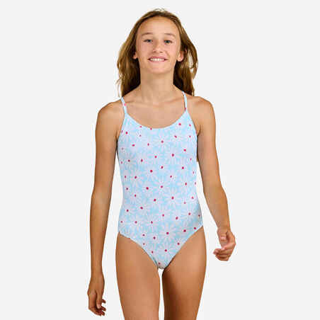 Jednodijelni kupaći kostim Hiloe 100 za djevojčice plavi