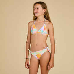 GIRLS’ SWIMSUIT TRIANGLE TOP TEA 100 YELLOW