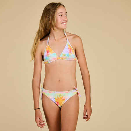 GIRLS’ SWIMSUIT TRIANGLE TOP TEA 100 YELLOW