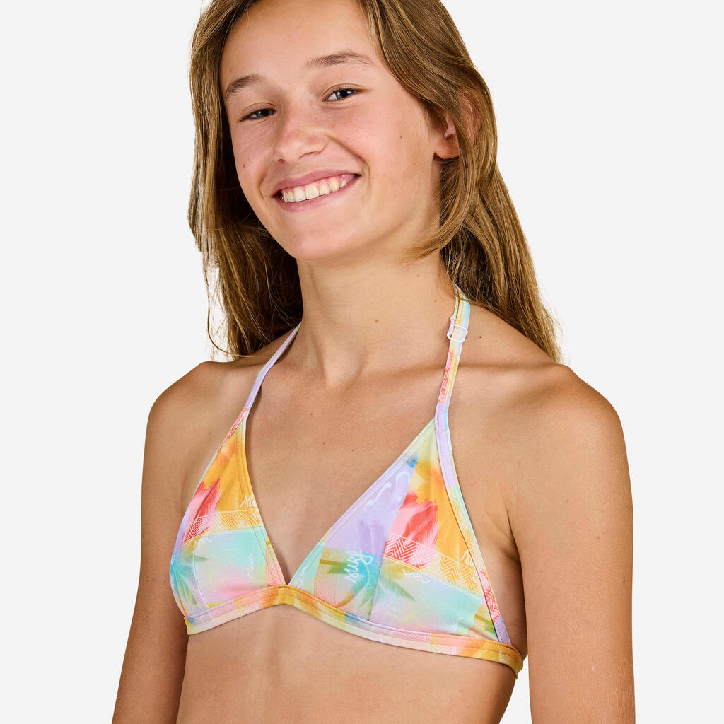 GIRLS’ SWIMSUIT TRIANGLE TOP TEA 100 YELLOW