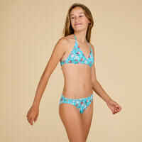 GIRL'S HALTER NECK SWIMSUIT 100 COCO TURQUOISE