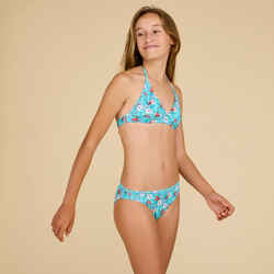 GIRL'S HALTER NECK SWIMSUIT 100 COCO TURQUOISE