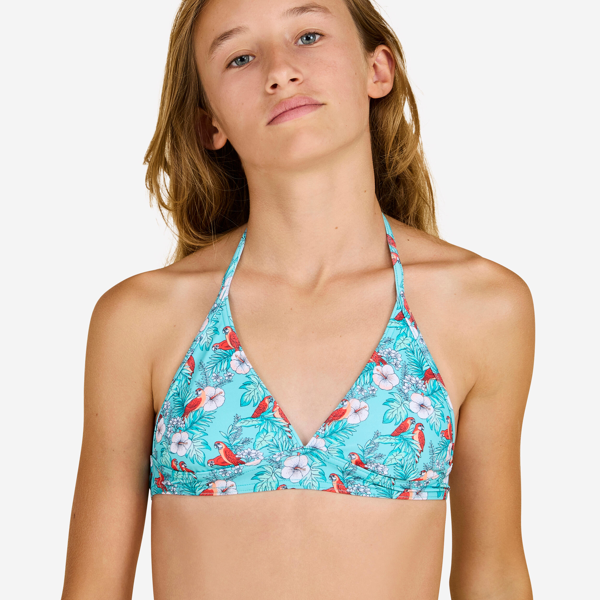 OLAIAN GIRL'S HALTER NECK SWIMSUIT 100 COCO TURQUOISE