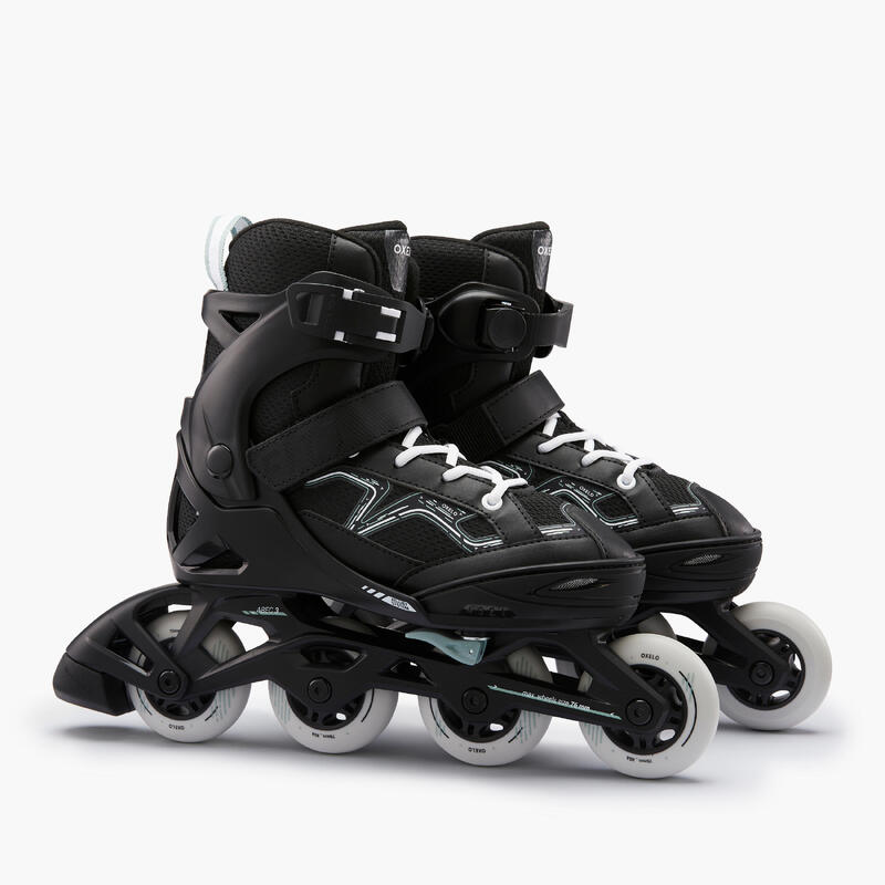 Inline Skates Kinder Fitness FIT3 größenverstellbar schwarz/khaki