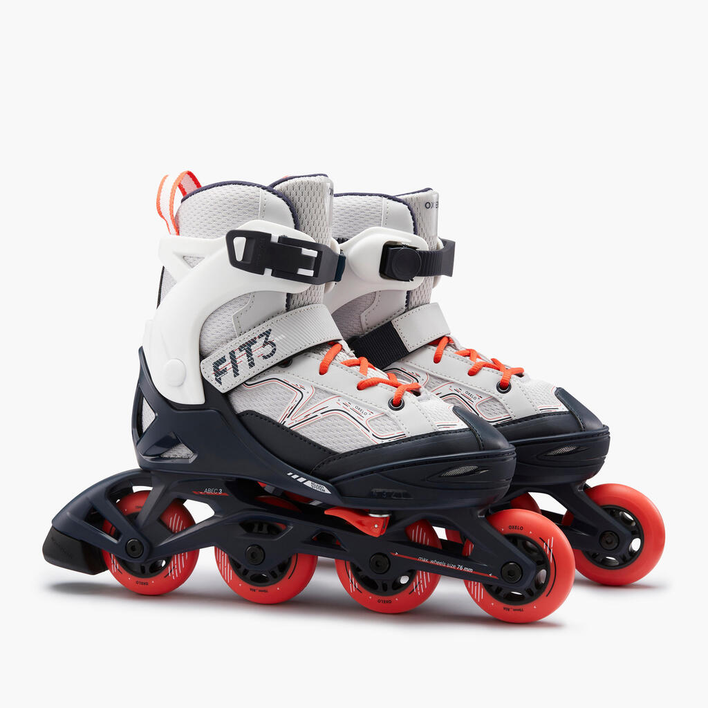 Inline Skates Kinder Fitness FIT3 größenverstellbar schwarz/khaki