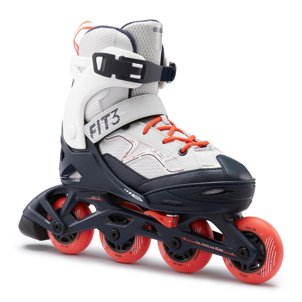 Inline Skates Kinder Fitness FIT3 größenverstellbar schwarz/khaki