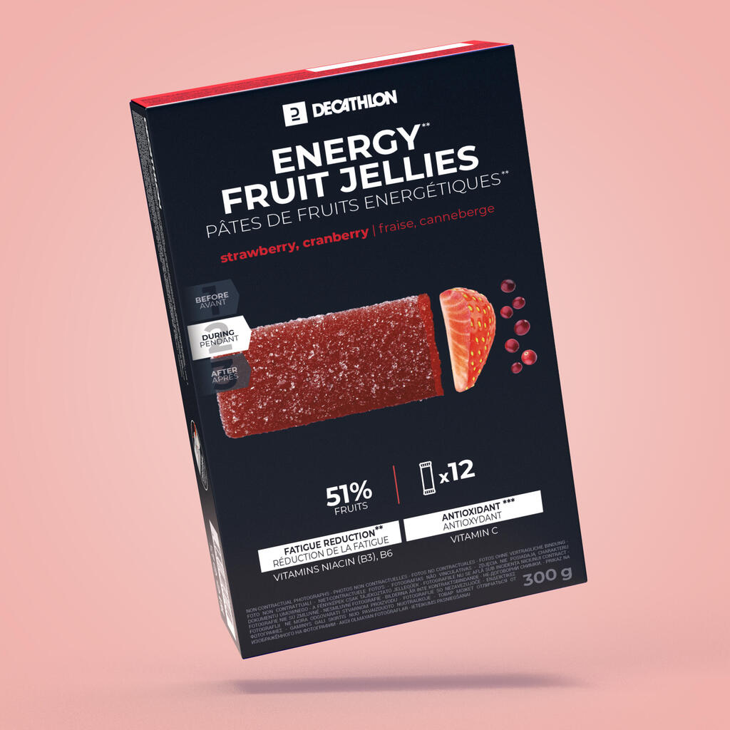 Augļu želeja “energy”, ecosize iepakojums, 12 x 25 g, ar zemeņu, dzērveņu garšu