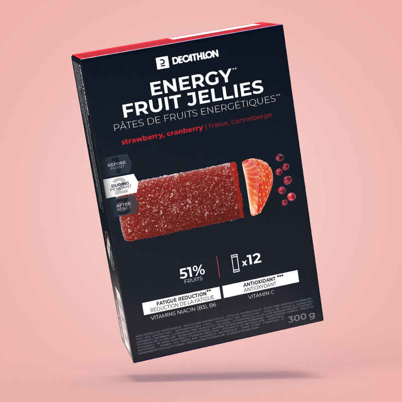 Fruchtgelee Riegel Energy Erdbeere Cranberry Acerola Ecosize 12 × 25 g