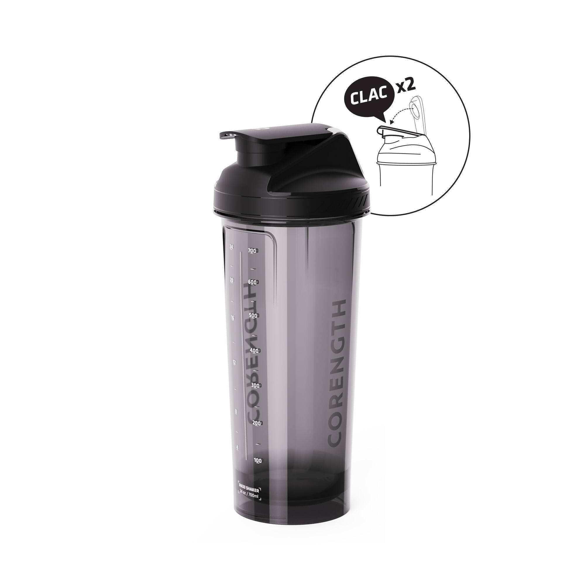 Maxi Shaker 700ml, Leak-Proof Cap with Double Click, Eco Material,Black
