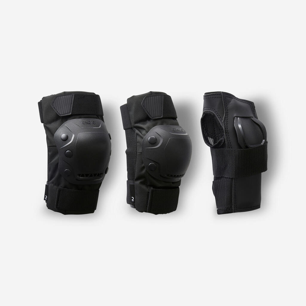 Adult 2 x 3-Piece Inline Skate Protection Set Fit500 - Black