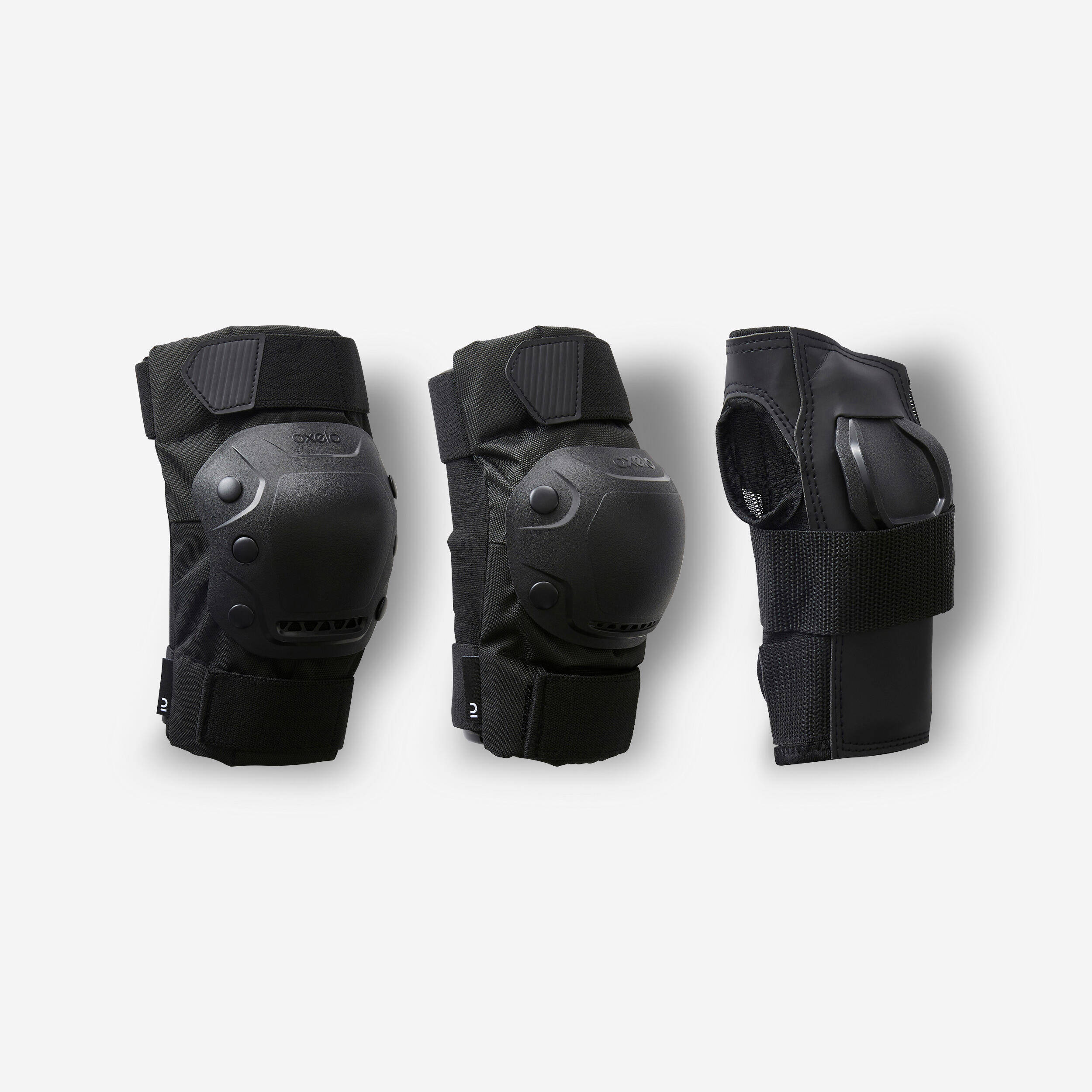 Adult 2 x 3-Piece Inline Skate Protection Set Fit500 - Black -  1