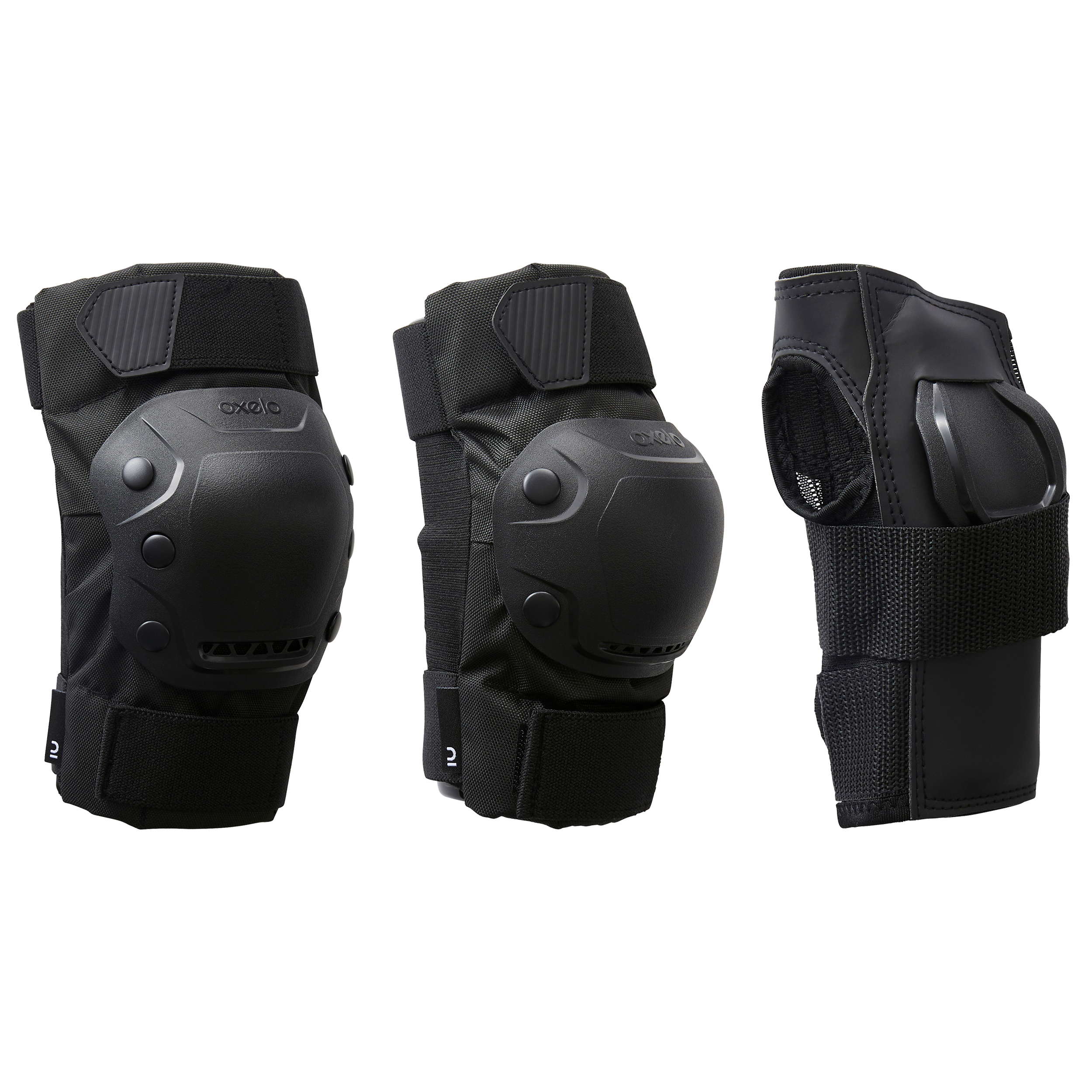 Set 3x2 protections roller adulte fit500 noir - Rollers - Oxelo- Clubs - Entreprises - Collectivités - Associations