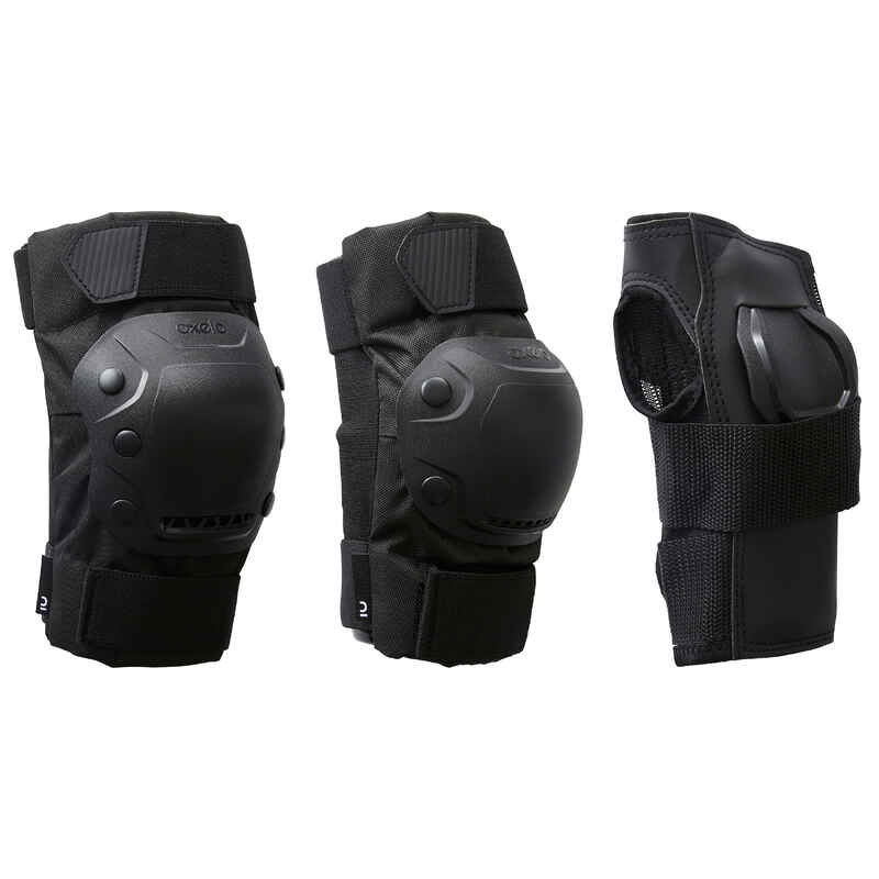 Protektoren Schoner Damen/Herren 3er-Set Inliner - FIT500 schwarz