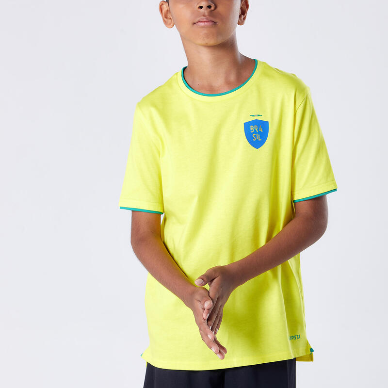 Camiseta de fútbol Brasil Niños Kipsta F100 2022