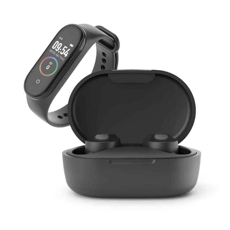 Pack auriculares inalámbricos y pulsera de actividad negro