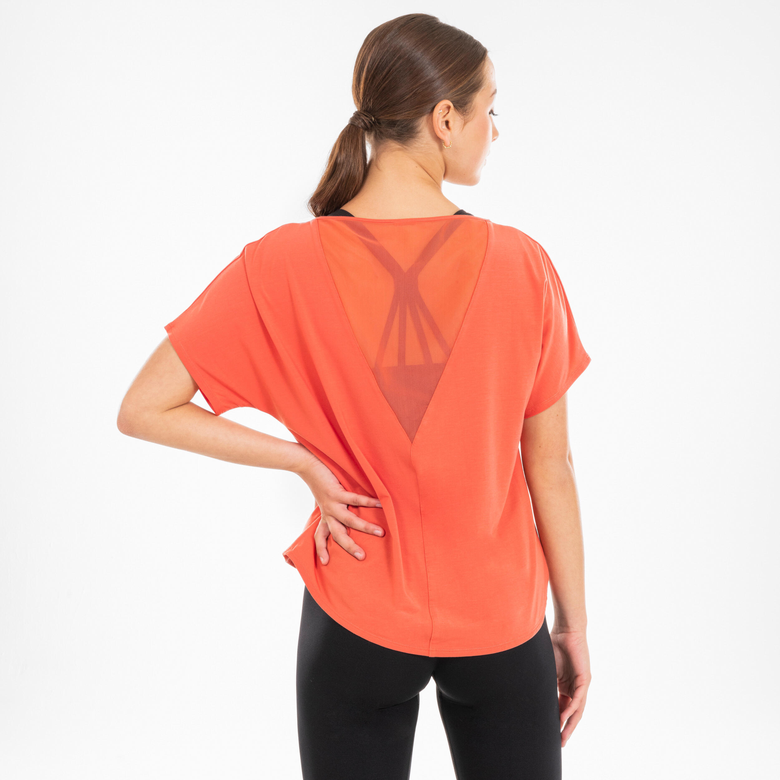 Women's Modern Dance Loose-Fit Short-Sleeved T-Shirt - Orange 1/6