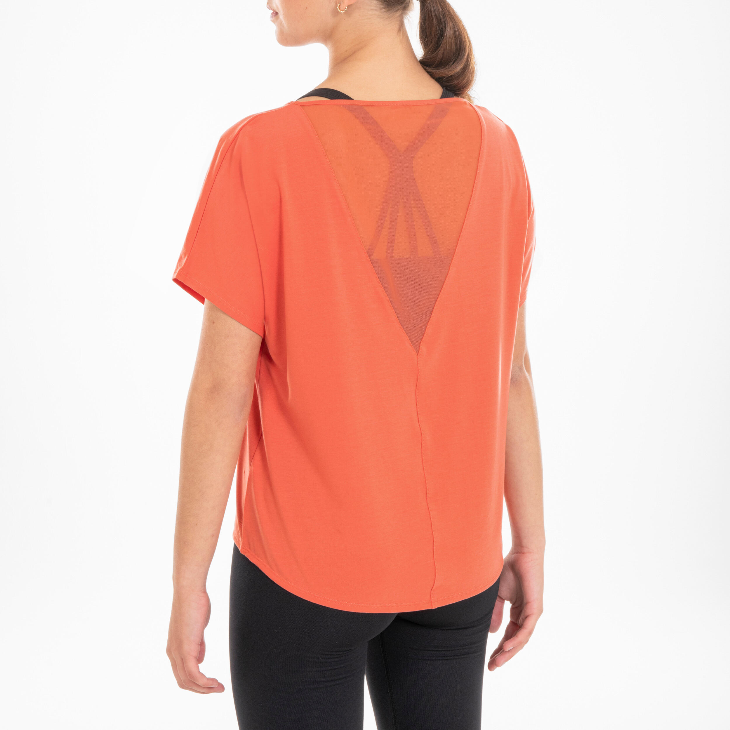 Women's Modern Dance Loose-Fit Short-Sleeved T-Shirt - Orange 3/6