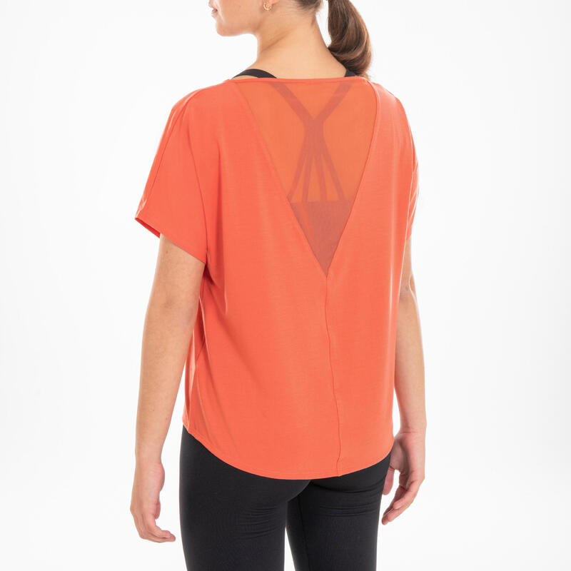 Dámské tričko na moderní tanec splývavé oranžové