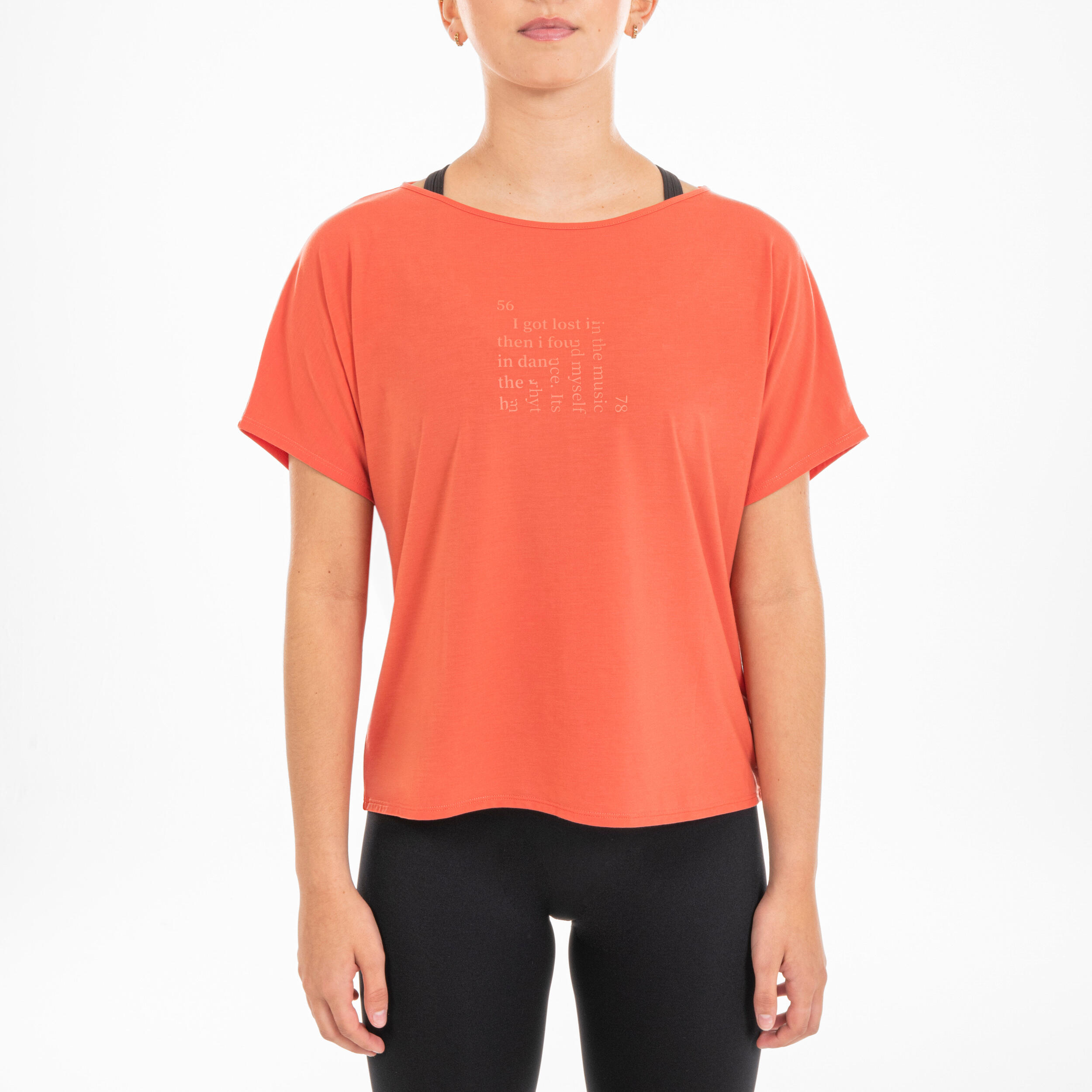 Women's Modern Dance Loose-Fit Short-Sleeved T-Shirt - Orange 5/6