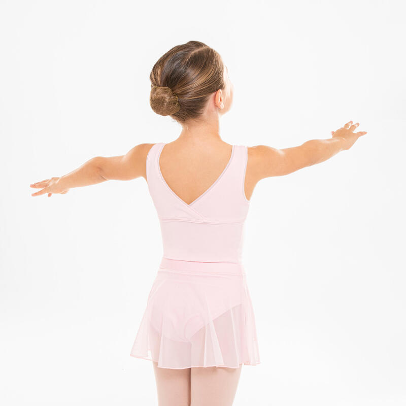 Ballet wikkelrokje in voile voor meisjes roze