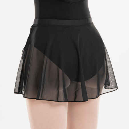 Girls' Ballet Voile Wrap Skirt - Black