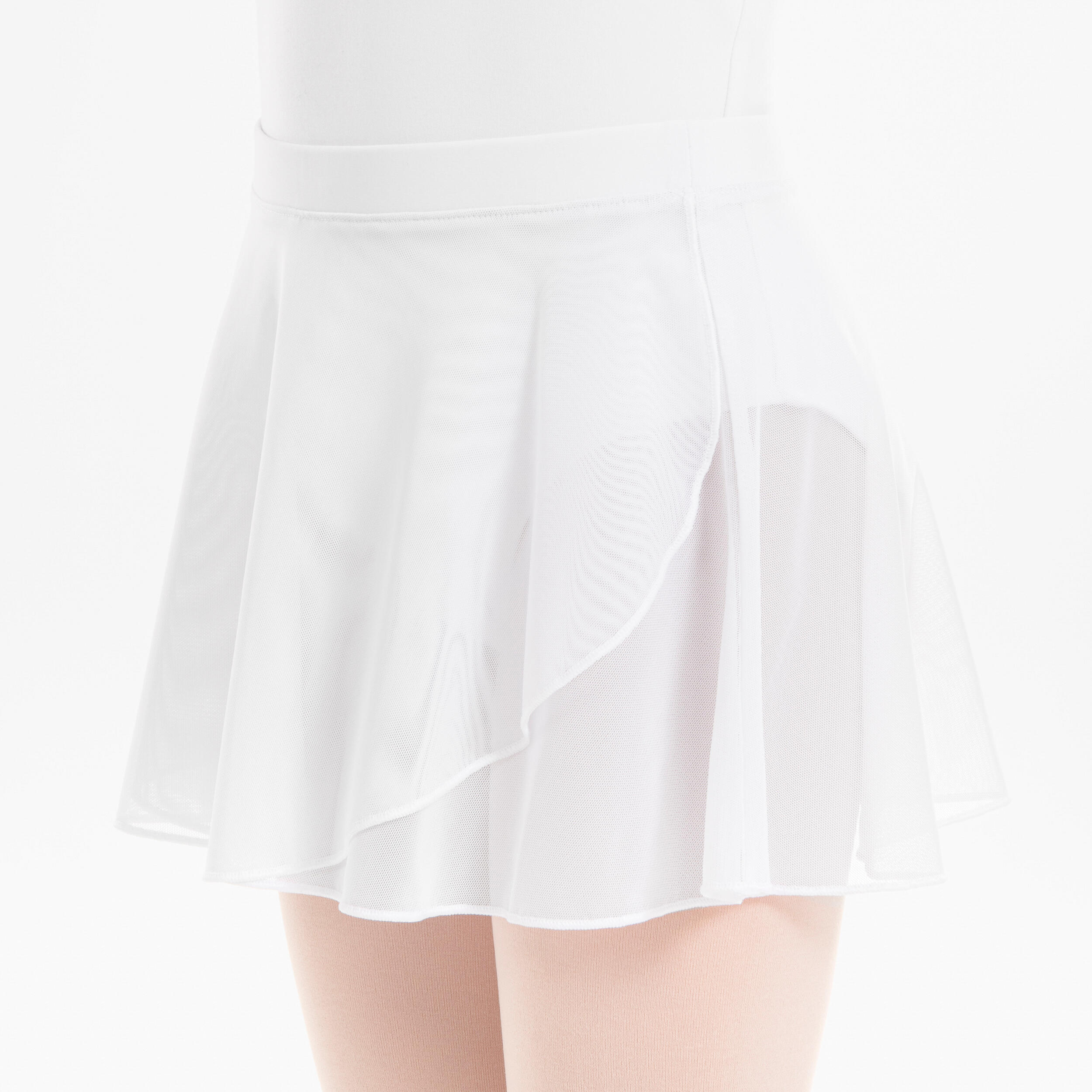 Girls' Ballet Voile Wrap Skirt - White 3/8