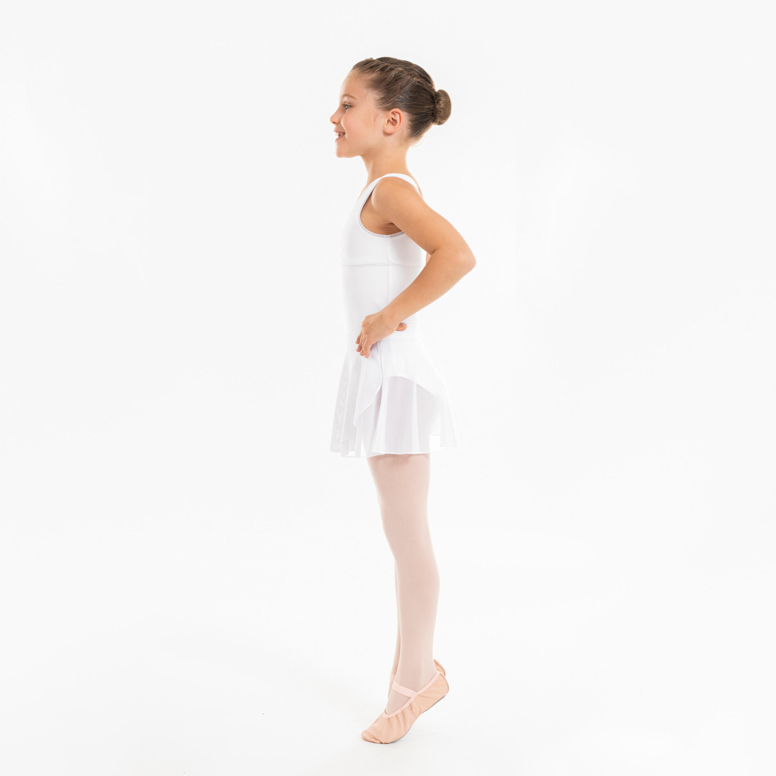 Girls' Ballet Voile Wrap Skirt - White 6/8