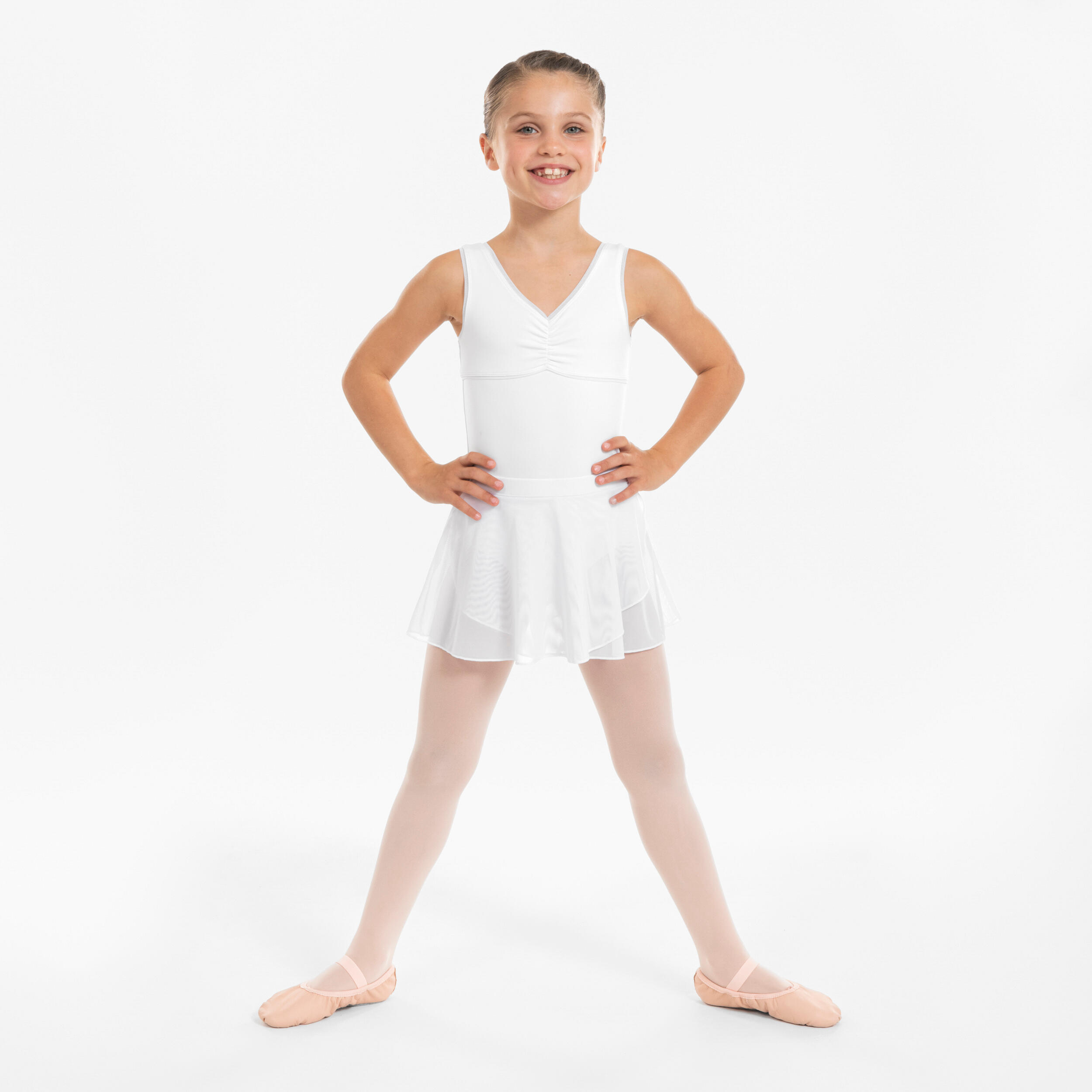 Girls' Ballet Voile Wrap Skirt - White 4/8