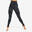 Legging voor moderne dans dames hoge taille zwart en grijs