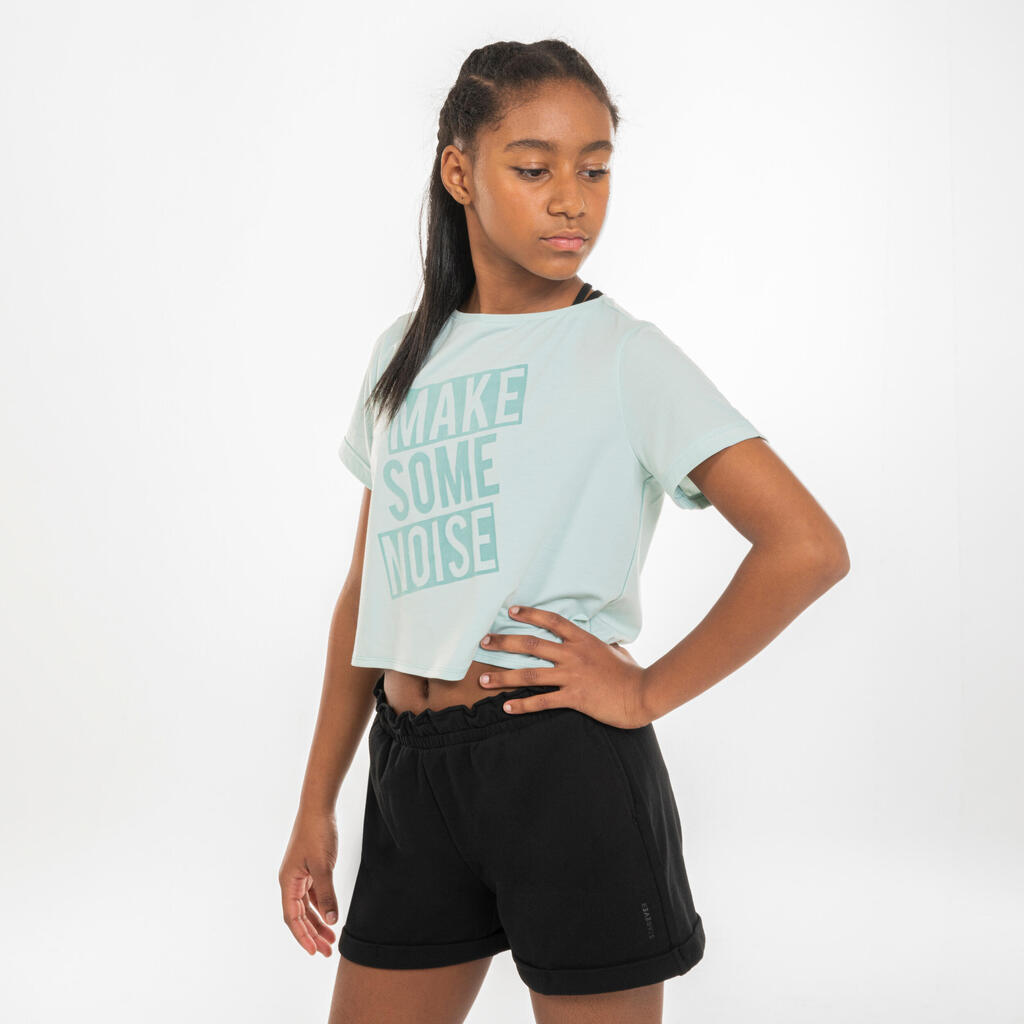T-Shirt Crop Top Modern Jazz Dance Mädchen fließend - schwarz mit Print 