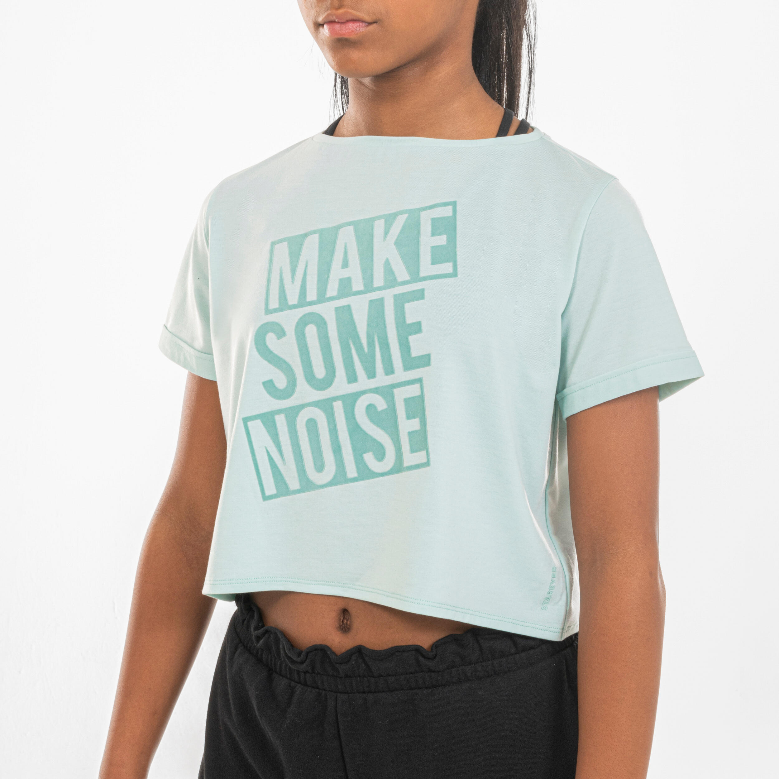 Girls' Loose Modern Dance/Jazz Crop Top - Green 3/6