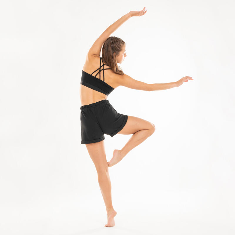 Dívčí top na moderní tanec s tenkými ramínky černý 